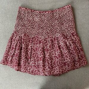 Ulla Johnson Burgundy Floral Silk Mini Skirt Size 2